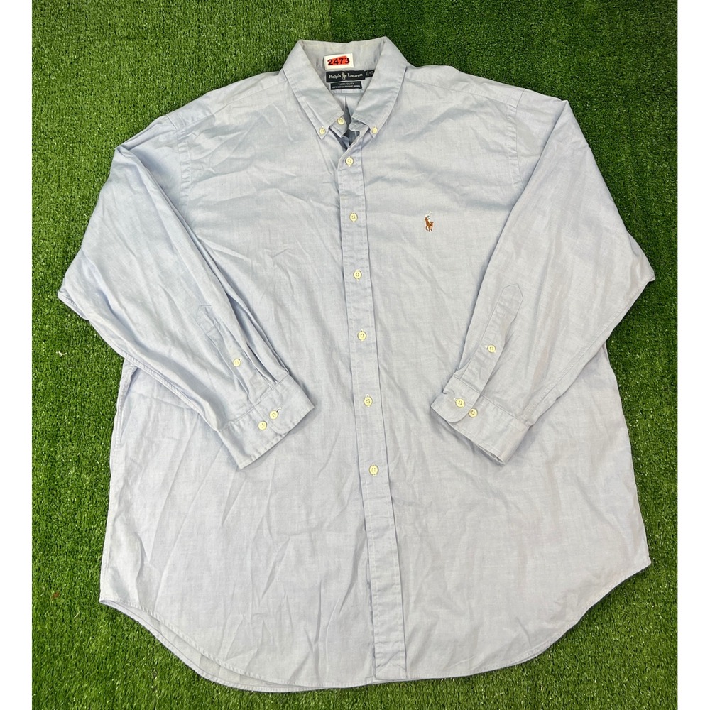 Polo Ralph Lauren Yarmouth Shirt Mens 18 34/35 Blue Pinpoint Oxford Button Down